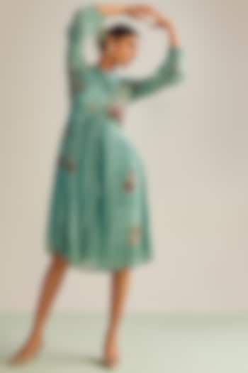 Powder Blue Viscose Chinon Printed Summer Dress by Kalista at Pernia's Pop Up Shop