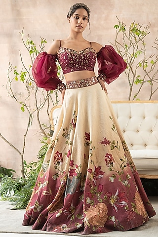 Multi-Colored Hand Painted Lehenga Set by Kalista