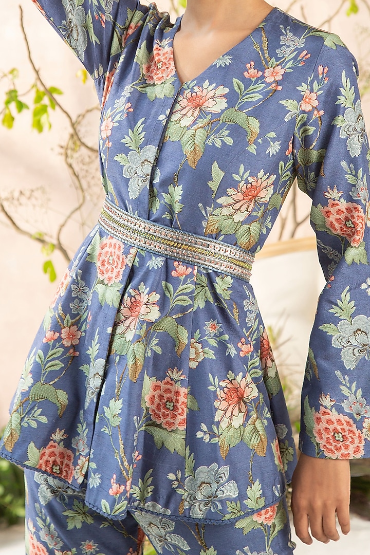 Blue Cotton Silk Co-Ord Set by Kalista at Pernia's Pop Up Shop
