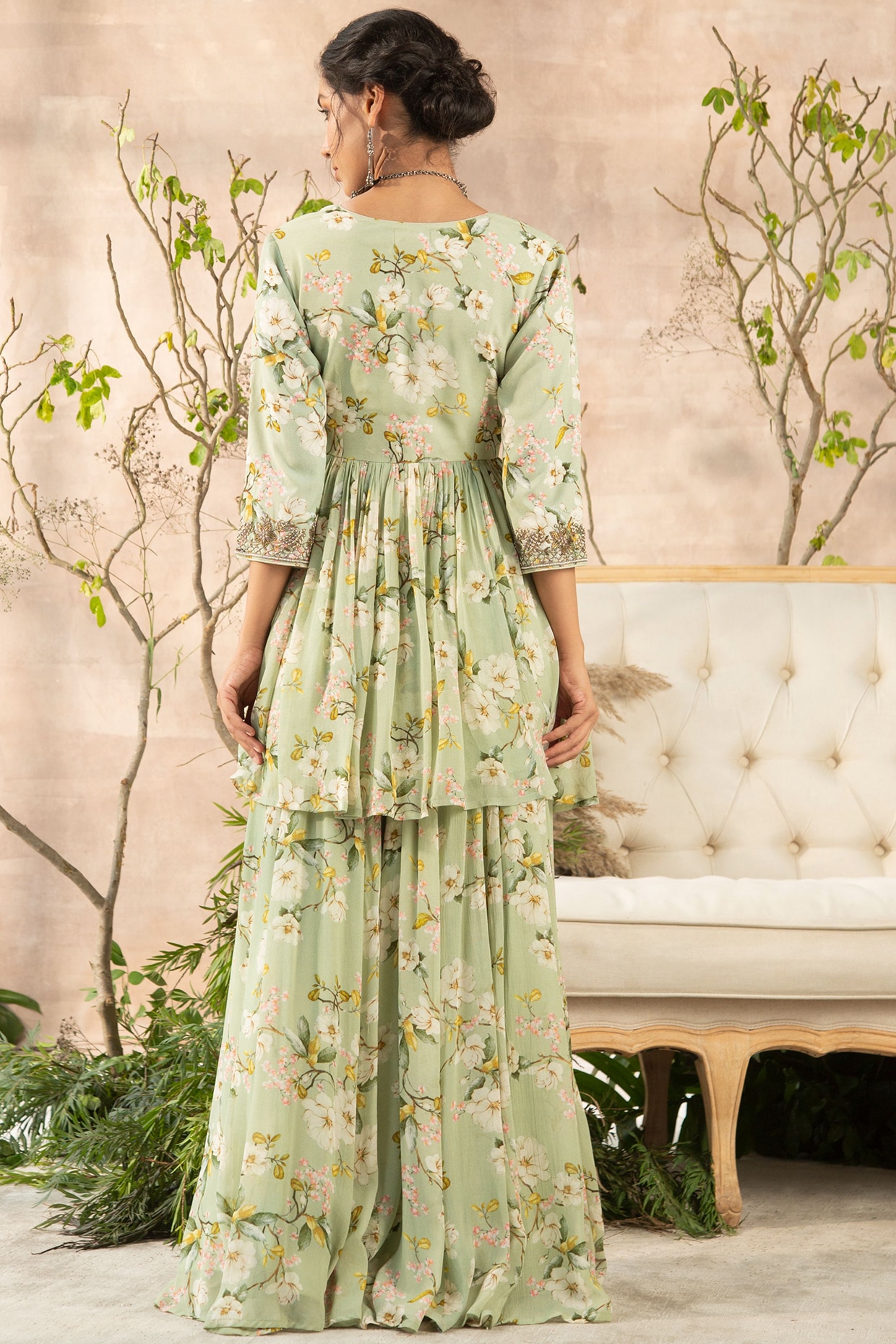 Mint green floral sales dress