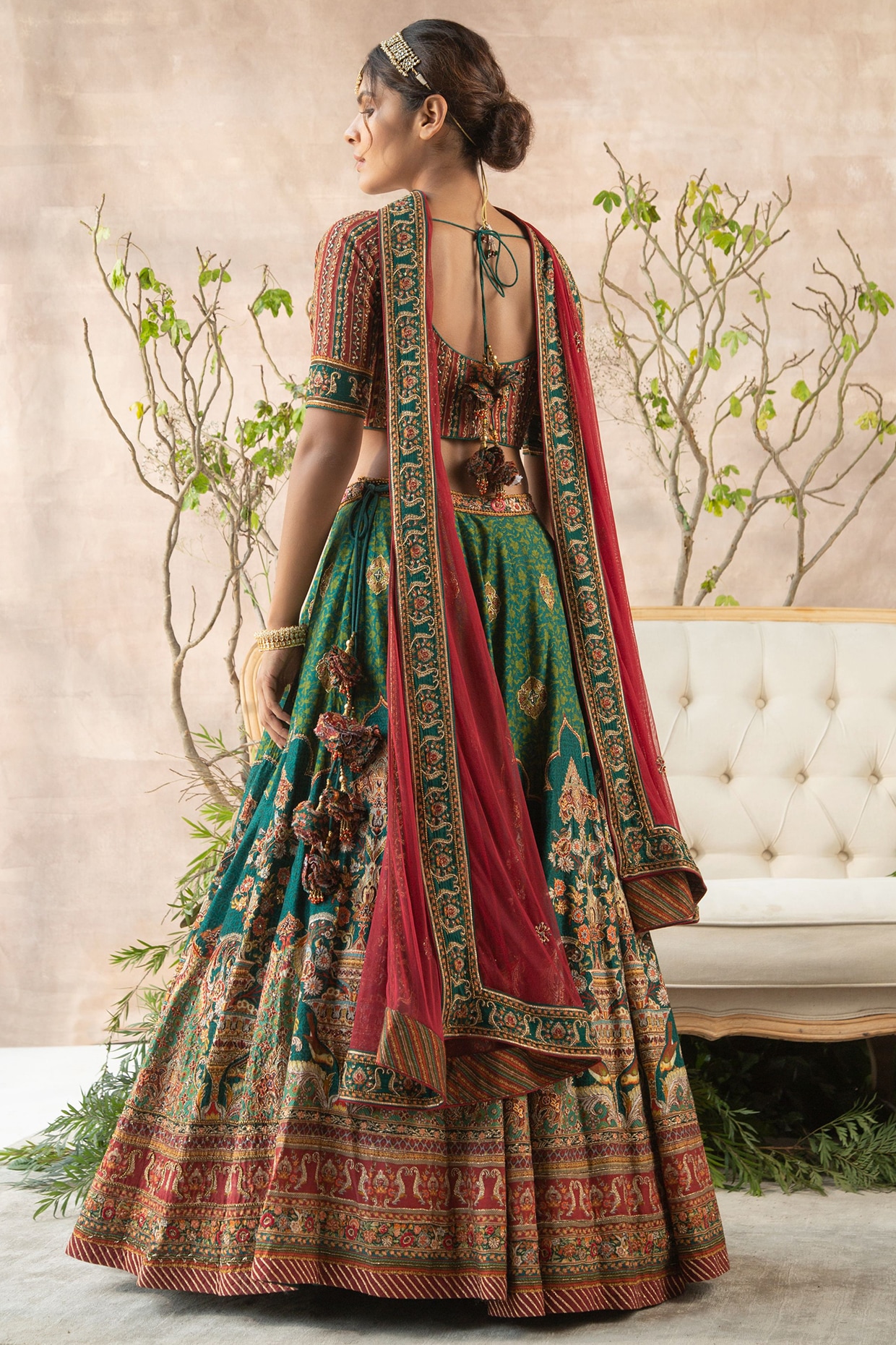 Green Mirror Embellished Net Lehenga Choli 2437LG07