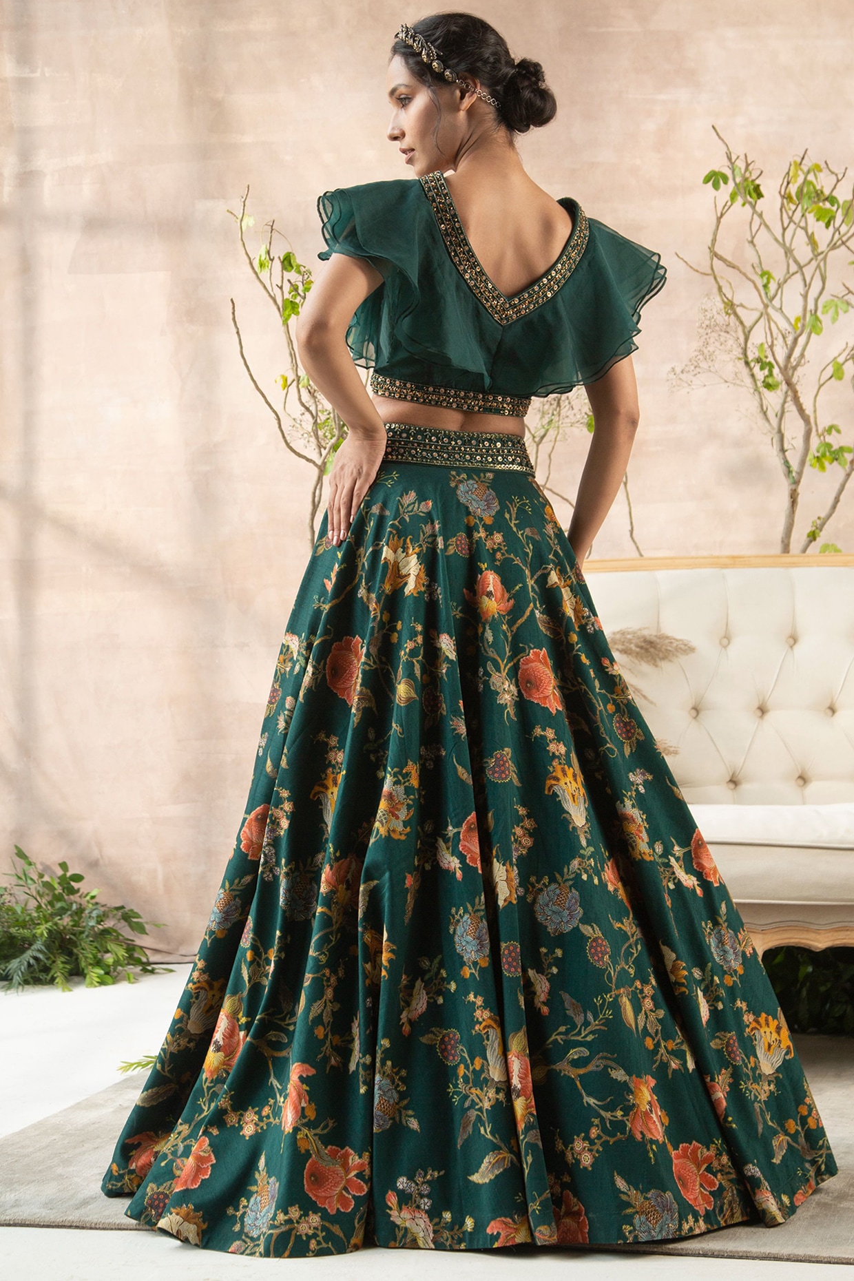 A forest green bridal floral lehenga – Lady Selection Inc