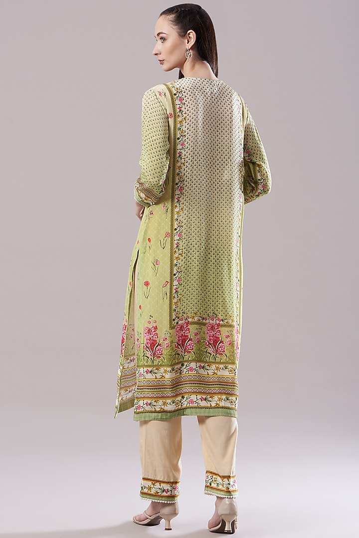 Yellow Floral Printed Kurta Set by Kalista at Pernia's Pop Up Shop