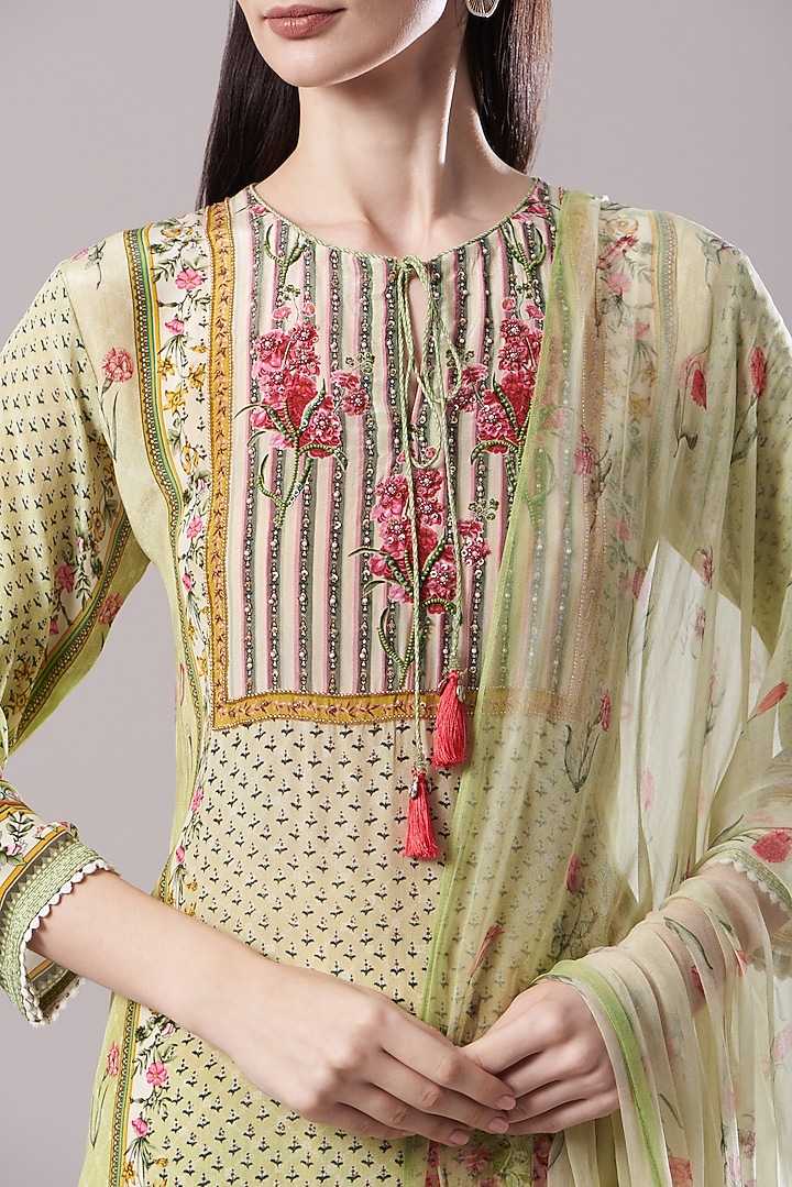Yellow Floral Printed Kurta Set by Kalista at Pernia's Pop Up Shop