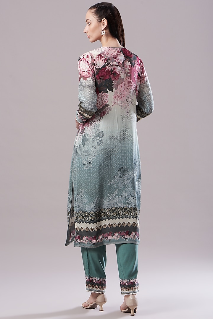 Hedge Green Printed Kurta Set by Kalista at Pernia's Pop Up Shop