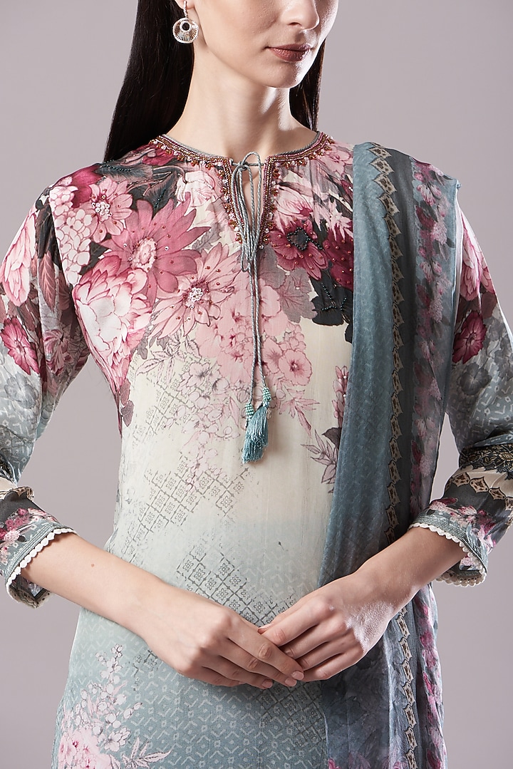 Hedge Green Printed Kurta Set by Kalista at Pernia's Pop Up Shop