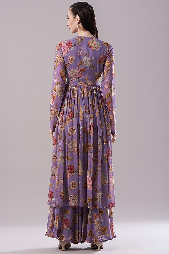 Purple Embroidered Party Wear Anarkali Set by Kalista at Pernia's Pop Up Shop