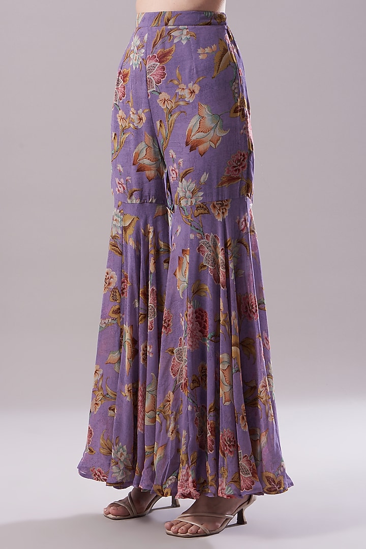 Purple Embroidered Party Wear Anarkali Set by Kalista at Pernia's Pop Up Shop