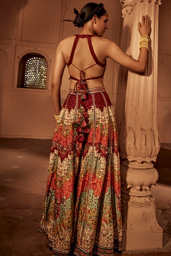 Multi-Colored Raw Silk Wedding Sharara Set by Kalista at Pernia's Pop Up Shop