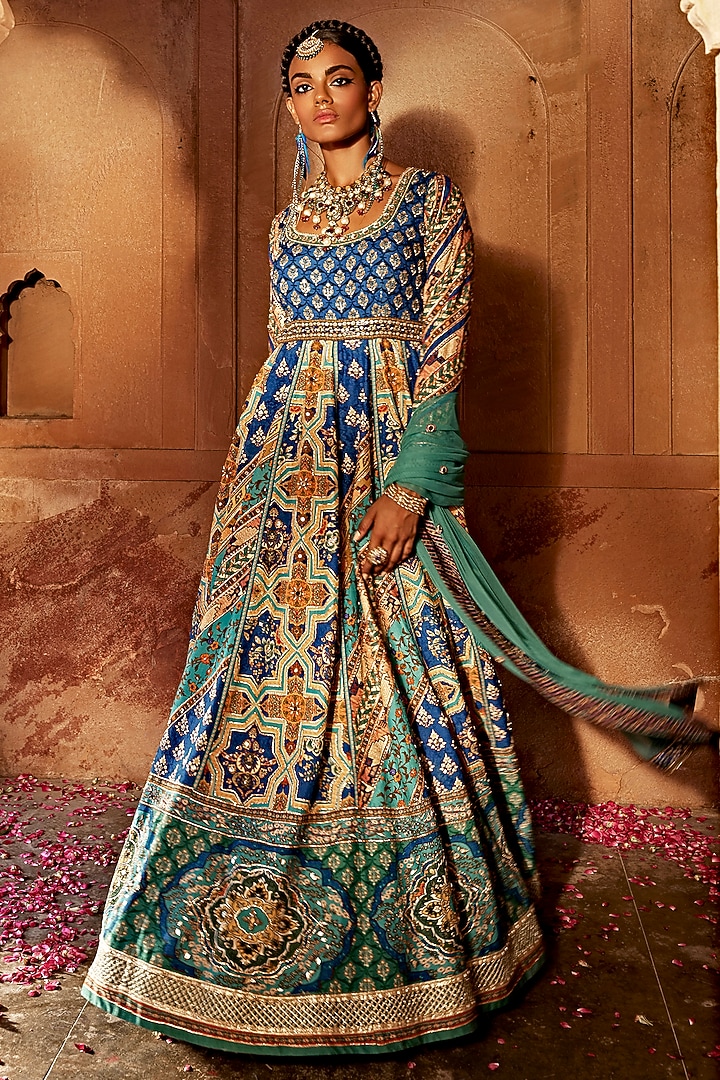 Ochre RTW Embroidered Girls 3 Piece Velvet Hand Adda Work OVF-40 - Winter Collection
