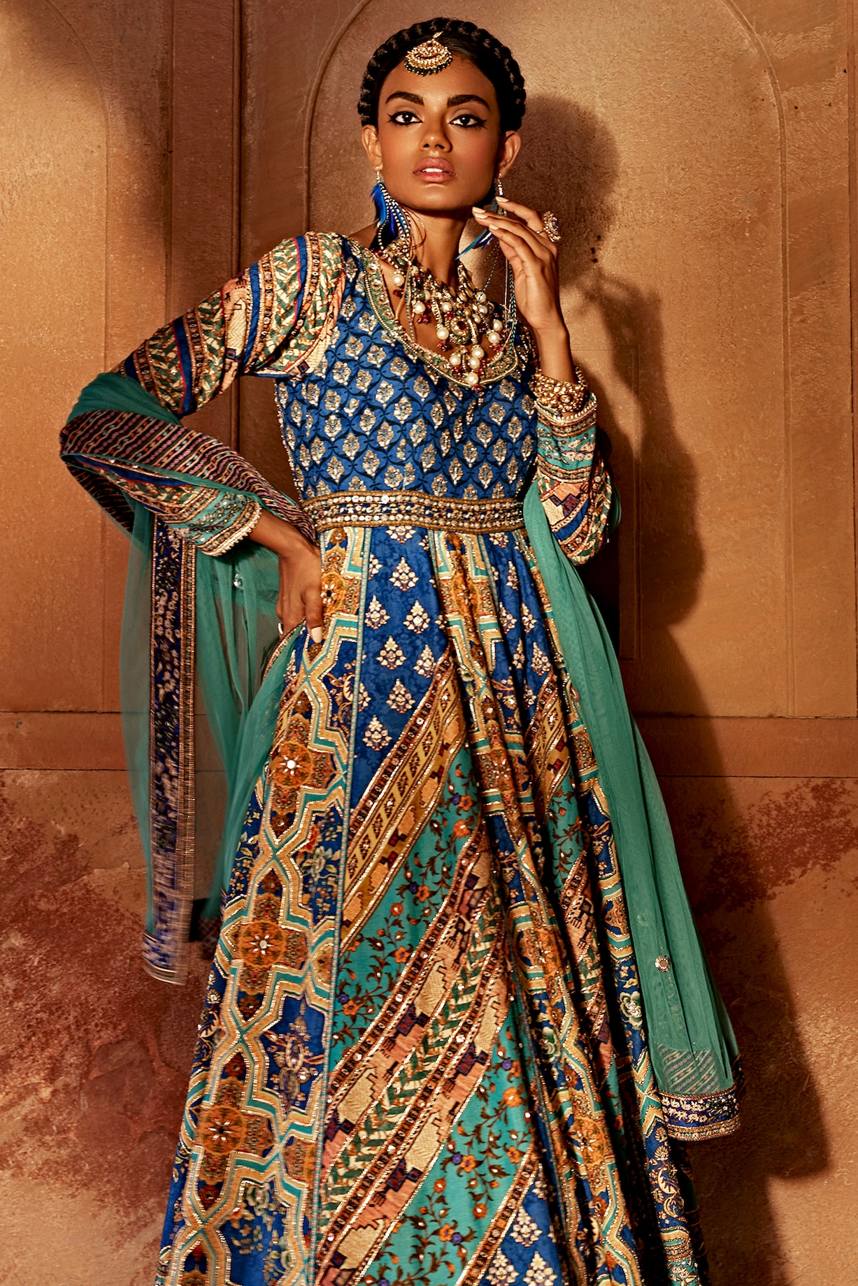 Ochre RTW Embroidered Girls 3 Piece Chiffon Hand Adda Work AC-64 - Summer Collection