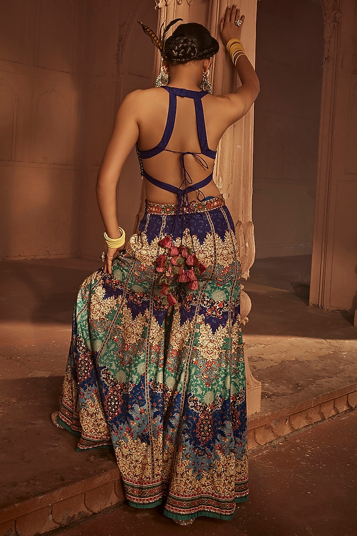 Multi-Colored Raw Silk Wedding Sharara Set by Kalista at Pernia's Pop Up Shop