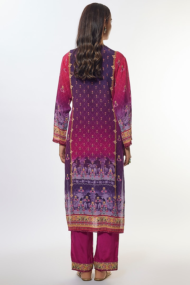 Royal Purple Viscose Crepe Kurta Set by Kalista at Pernia's Pop Up Shop