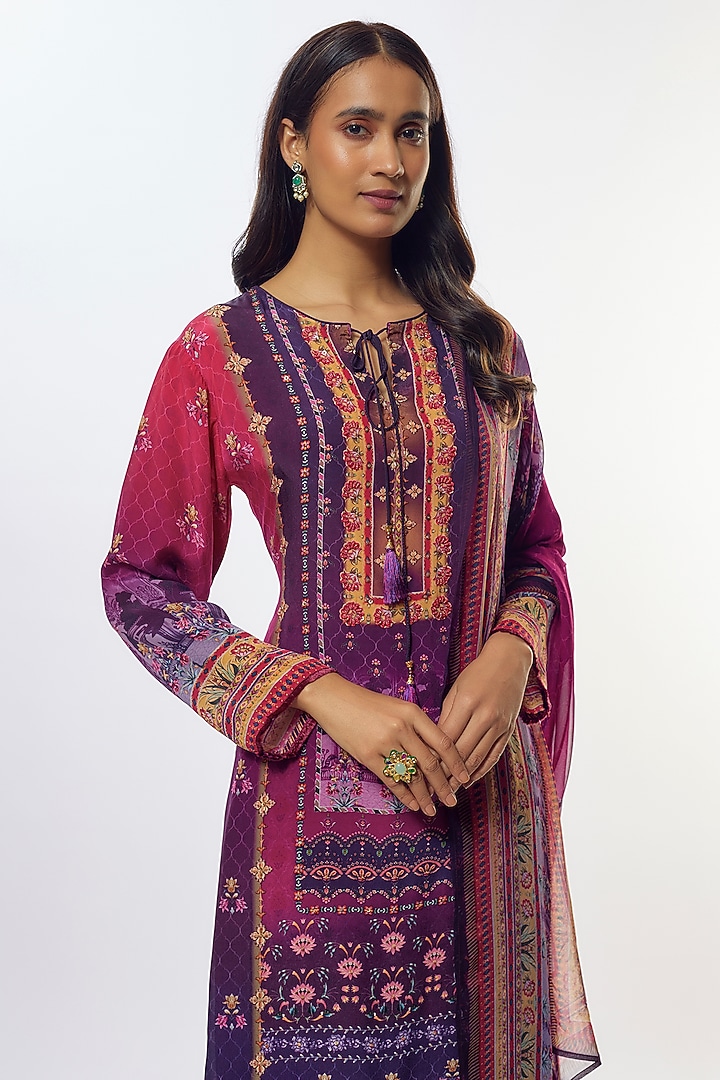 Royal Purple Viscose Crepe Kurta Set by Kalista at Pernia's Pop Up Shop