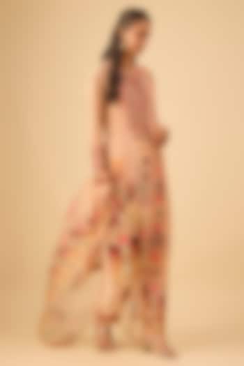 Beige Crepe Digital Printed Straight Kurta Set by Kalista at Pernia's Pop Up Shop