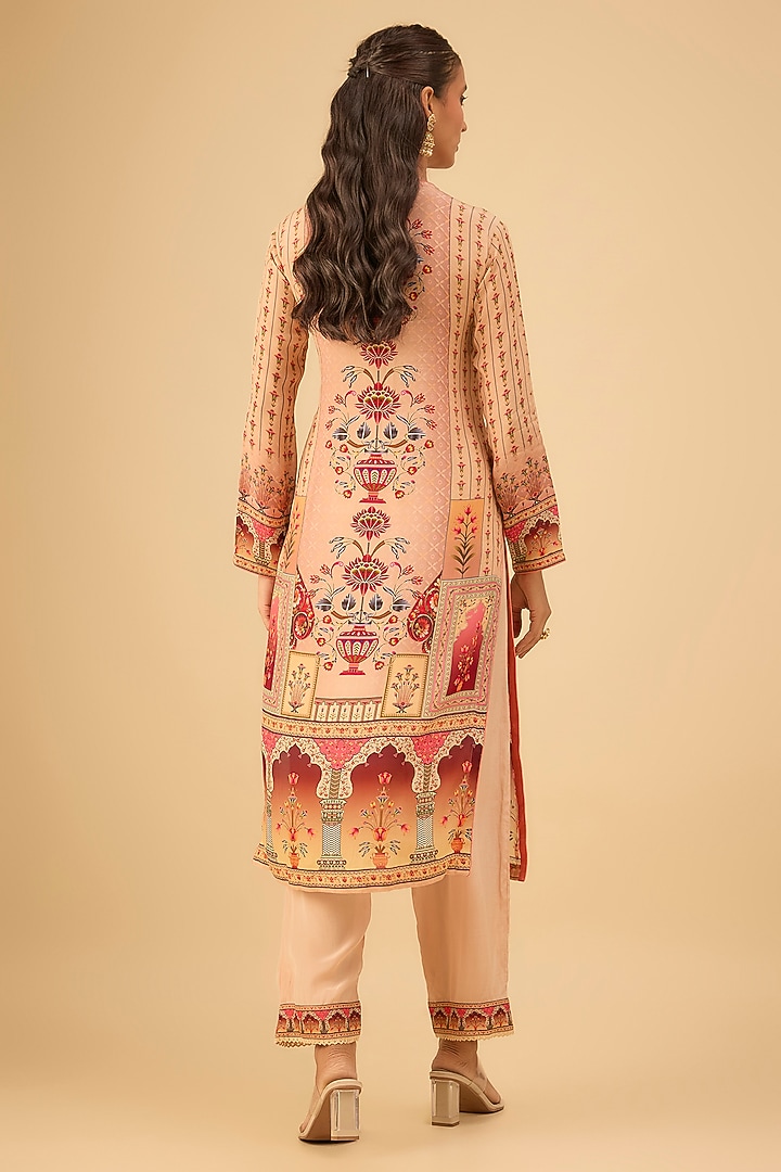 Beige Crepe Digital Printed Straight Kurta Set by Kalista at Pernia's Pop Up Shop