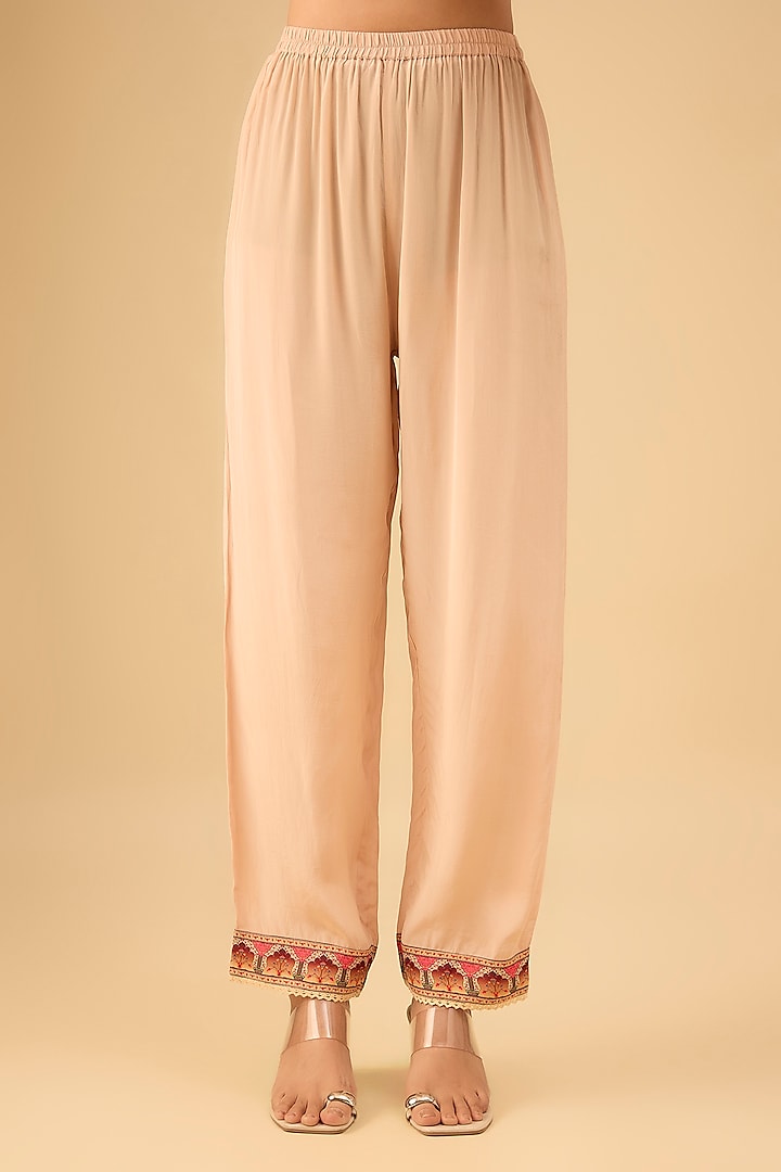 Beige Crepe Digital Printed Straight Kurta Set by Kalista at Pernia's Pop Up Shop