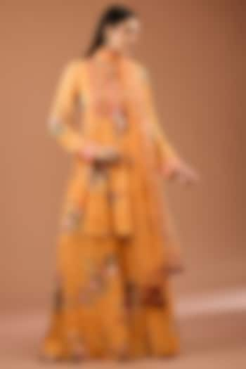 Golden Yellow Viscose Georgette Sharara Set by Kalista at Pernia's Pop Up Shop