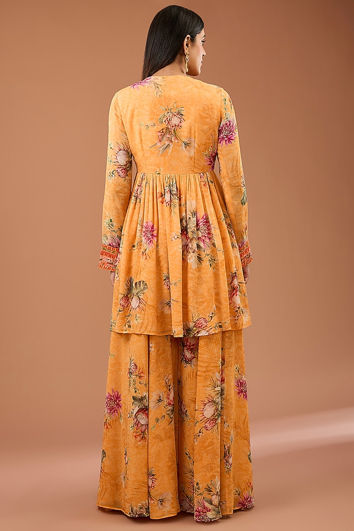 Golden Yellow Viscose Georgette Party Wear Sharara Set by Kalista at Pernia's Pop Up Shop