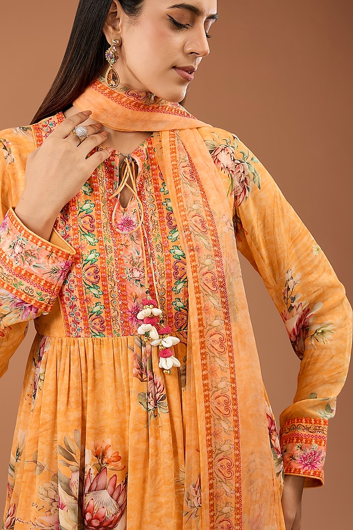 Golden Yellow Viscose Georgette Party Wear Sharara Set by Kalista at Pernia's Pop Up Shop