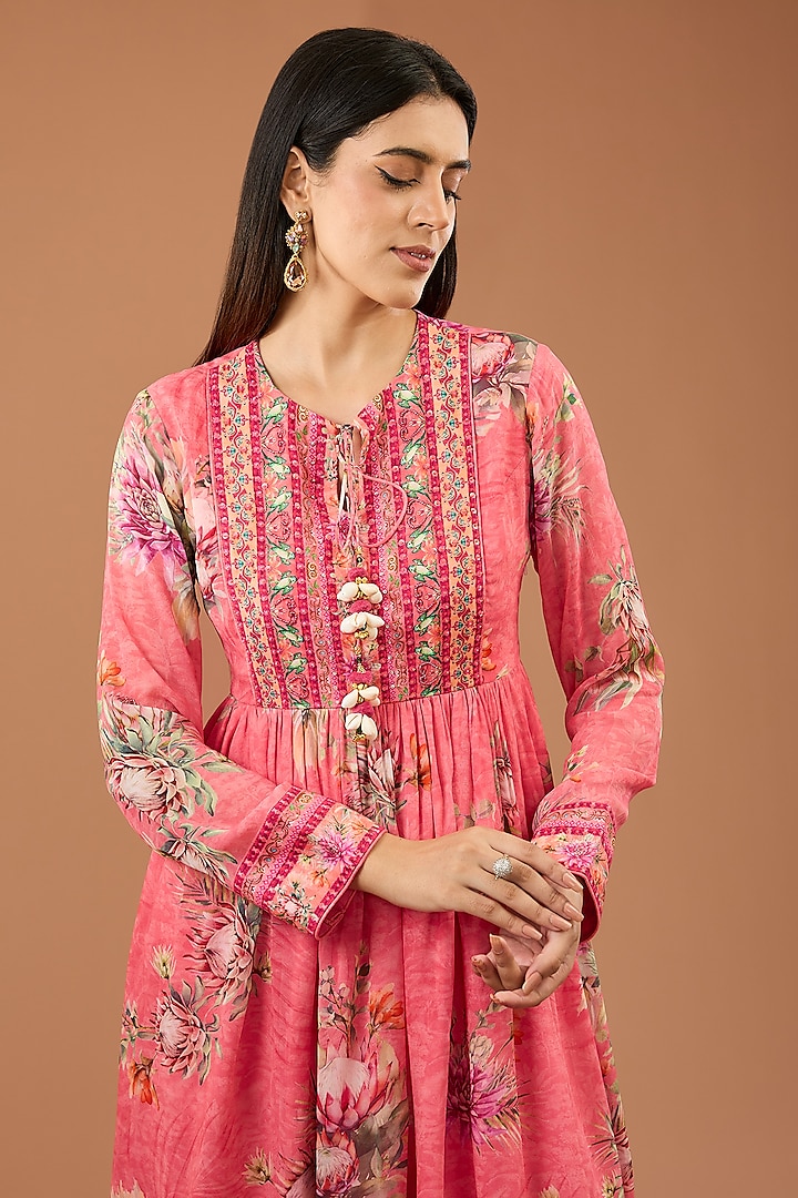 Peach Viscose Georgette Party Wear Sharara Set by Kalista at Pernia's Pop Up Shop