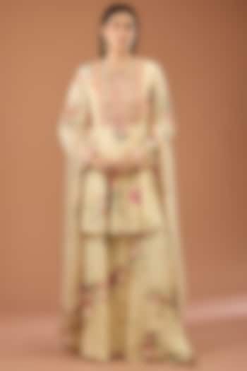 Off-White Viscose Georgette Party Wear Sharara Set by Kalista at Pernia's Pop Up Shop