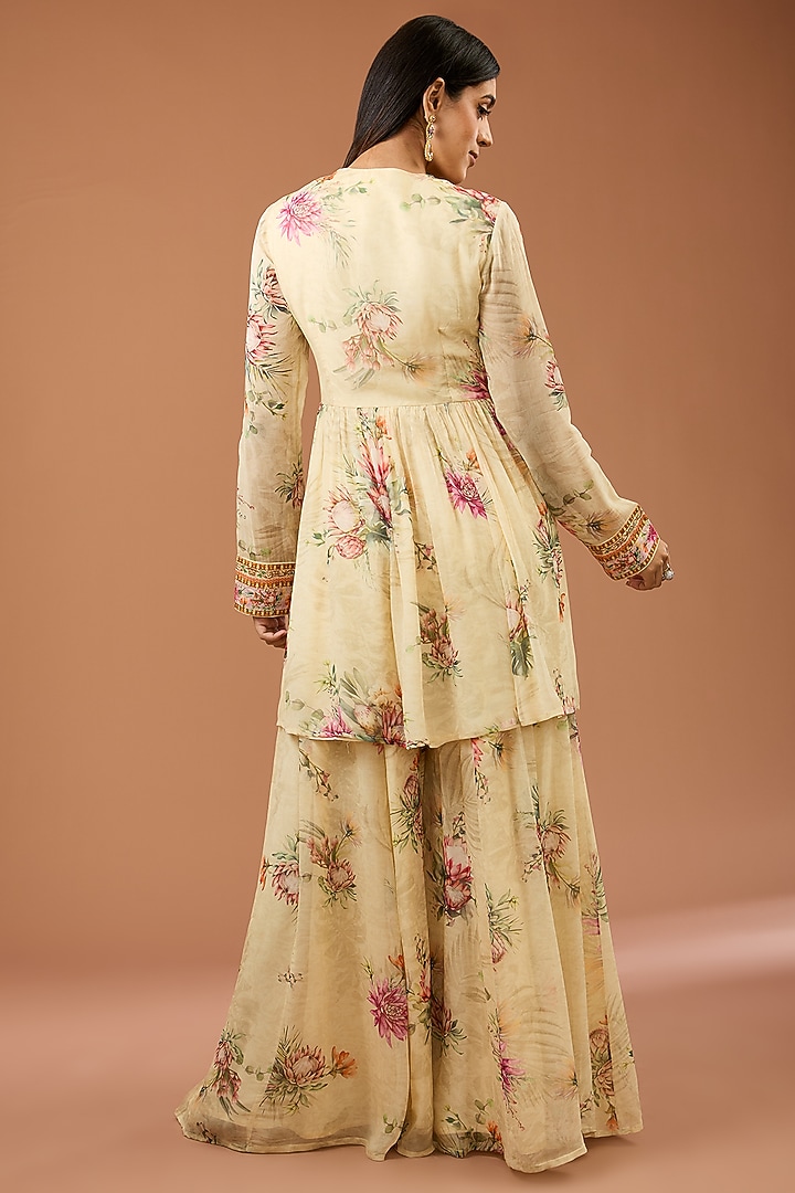 Off-White Viscose Georgette Party Wear Sharara Set by Kalista at Pernia's Pop Up Shop