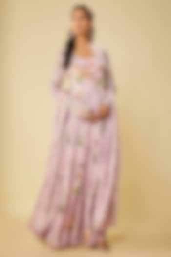 Pink Cotton Silk Digital Printed Party Wear Anarkali Set by Kalista at Pernia's Pop Up Shop