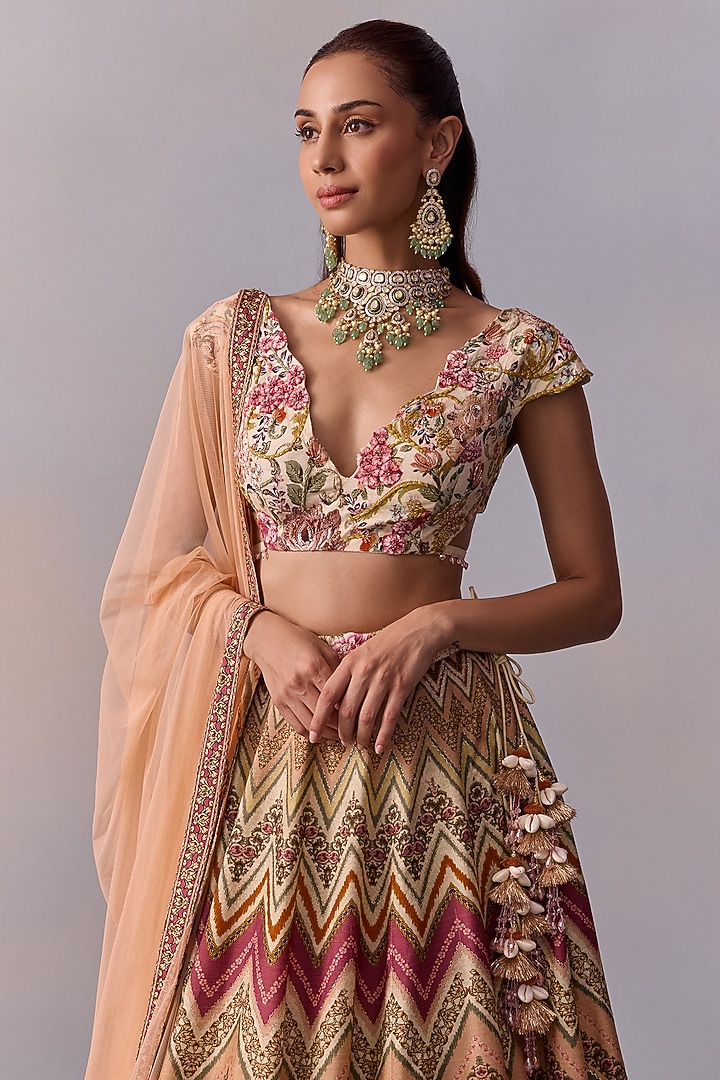 Multi-Colored Viscose Silk Wedding Lehenga Set by Kalista at Pernia's Pop Up Shop
