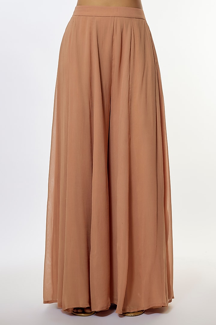 Peach Viscose Georgette & Tulle Jacket Set by Kalista at Pernia's Pop Up Shop