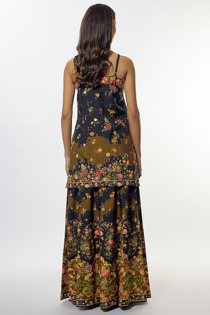 Black Viscose Silk Wedding Sharara Set by Kalista at Pernia's Pop Up Shop
