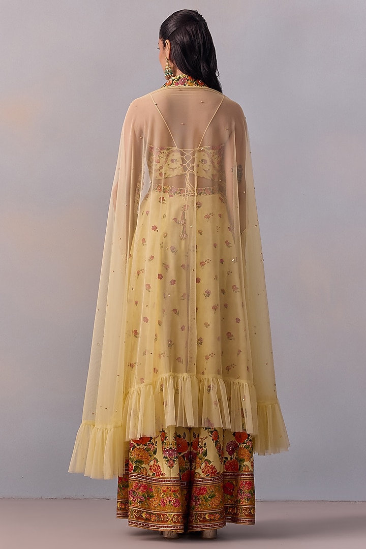 Yellow Viscose Silk Sequin Hand Embroidered Wedding Sharara Set by Kalista at Pernia's Pop Up Shop