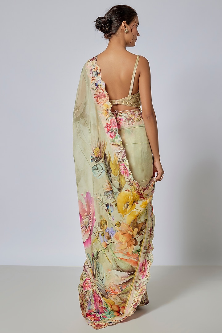 Mint Green Viscose Wedding Saree Set by Kalista at Pernia's Pop Up Shop
