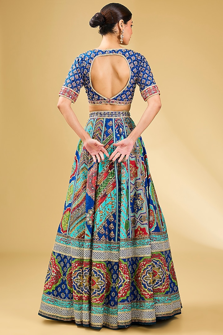 Multi-Colored Raw Silk Wedding Lehenga Set by Kalista at Pernia's Pop Up Shop
