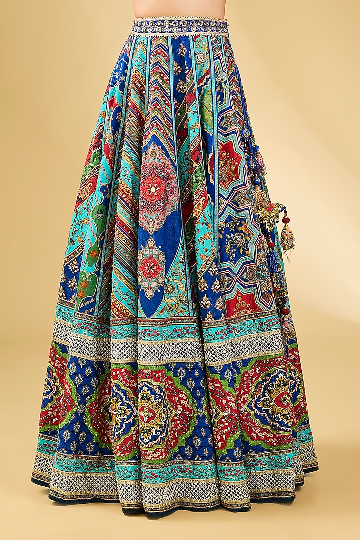 Multi-Colored Raw Silk Wedding Lehenga Set by Kalista at Pernia's Pop Up Shop