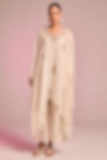 Off-White Organza Sequins Embroidered Kaftan Set by Kalista at Pernia's Pop Up Shop