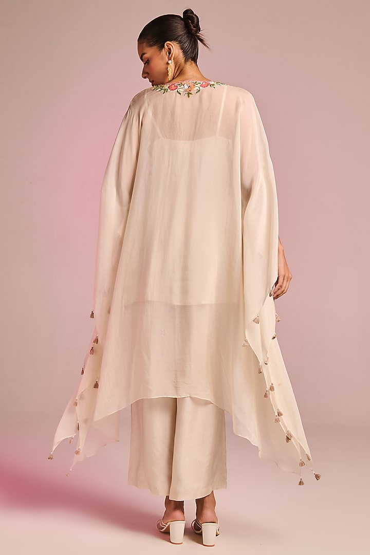 Off-White Organza Sequins Embroidered Kaftan Set by Kalista at Pernia's Pop Up Shop