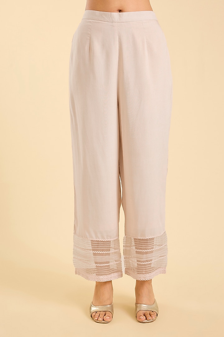 Ivory Cotton Silk Floral Embroidered Co-Ord Set by Kalista at Pernia's Pop Up Shop