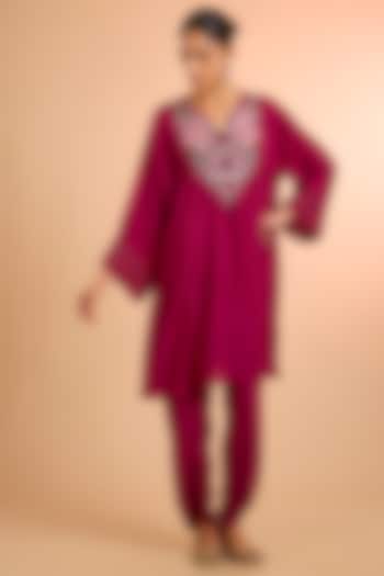 Pink Viscose Silk Co-Ord Set by Kalista at Pernia's Pop Up Shop