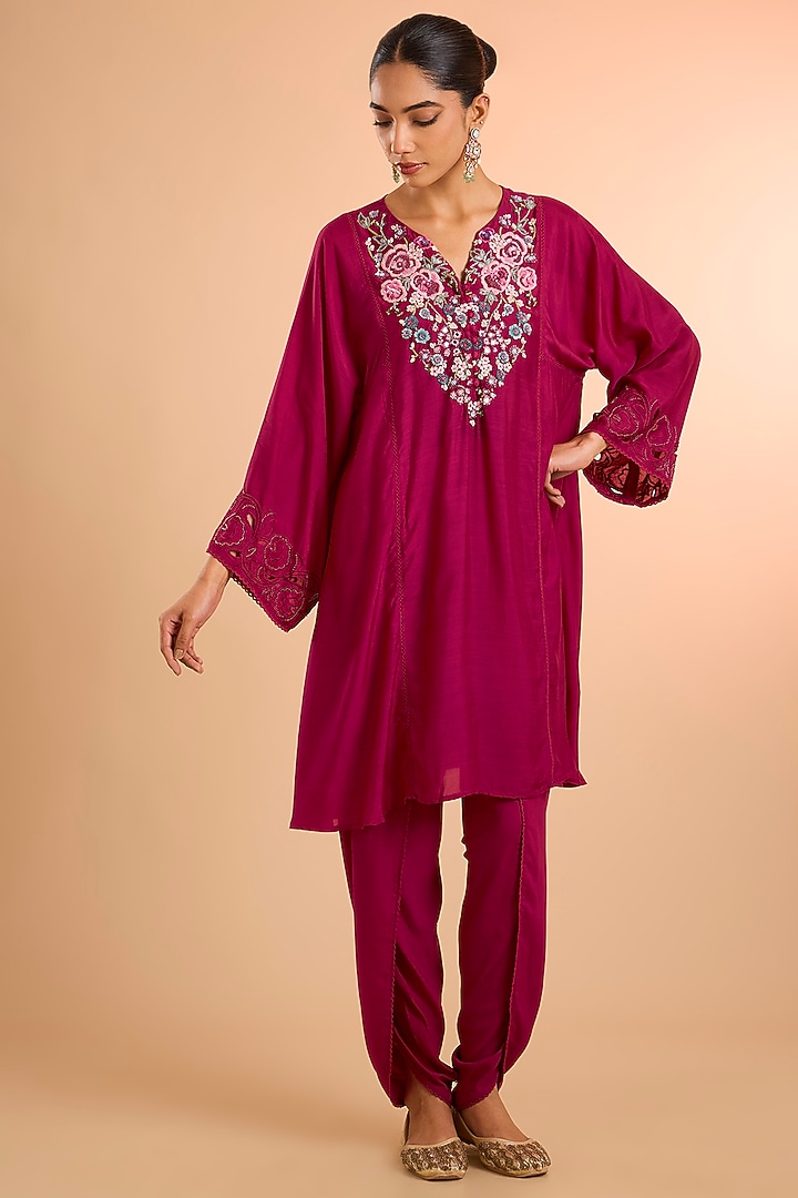 Pink Viscose Silk Co-Ord Set by Kalista at Pernia's Pop Up Shop