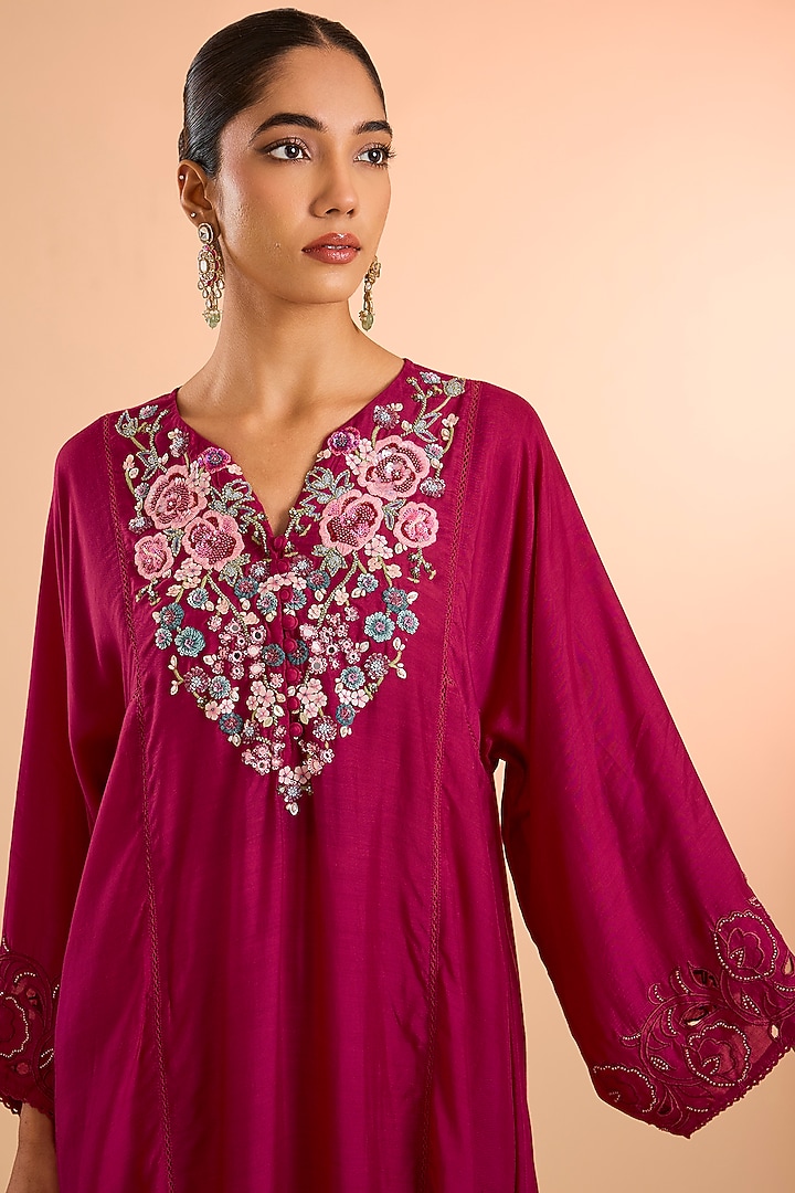 Pink Viscose Silk Co-Ord Set by Kalista at Pernia's Pop Up Shop
