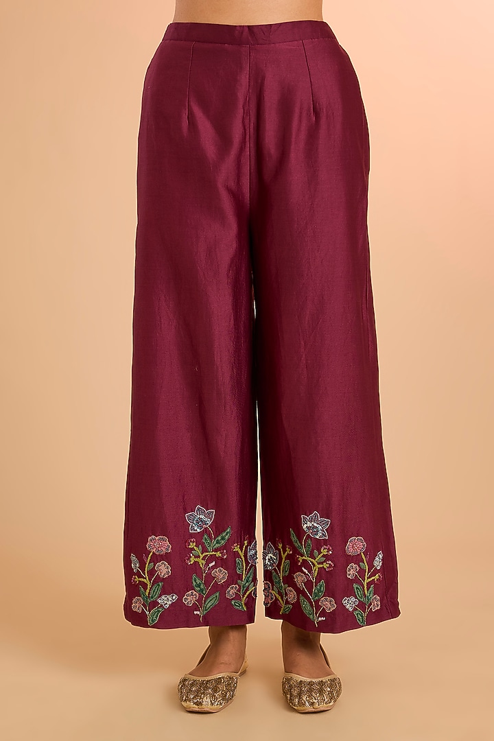 Wine Silk Chanderi Co-Ord Set by Kalista at Pernia's Pop Up Shop