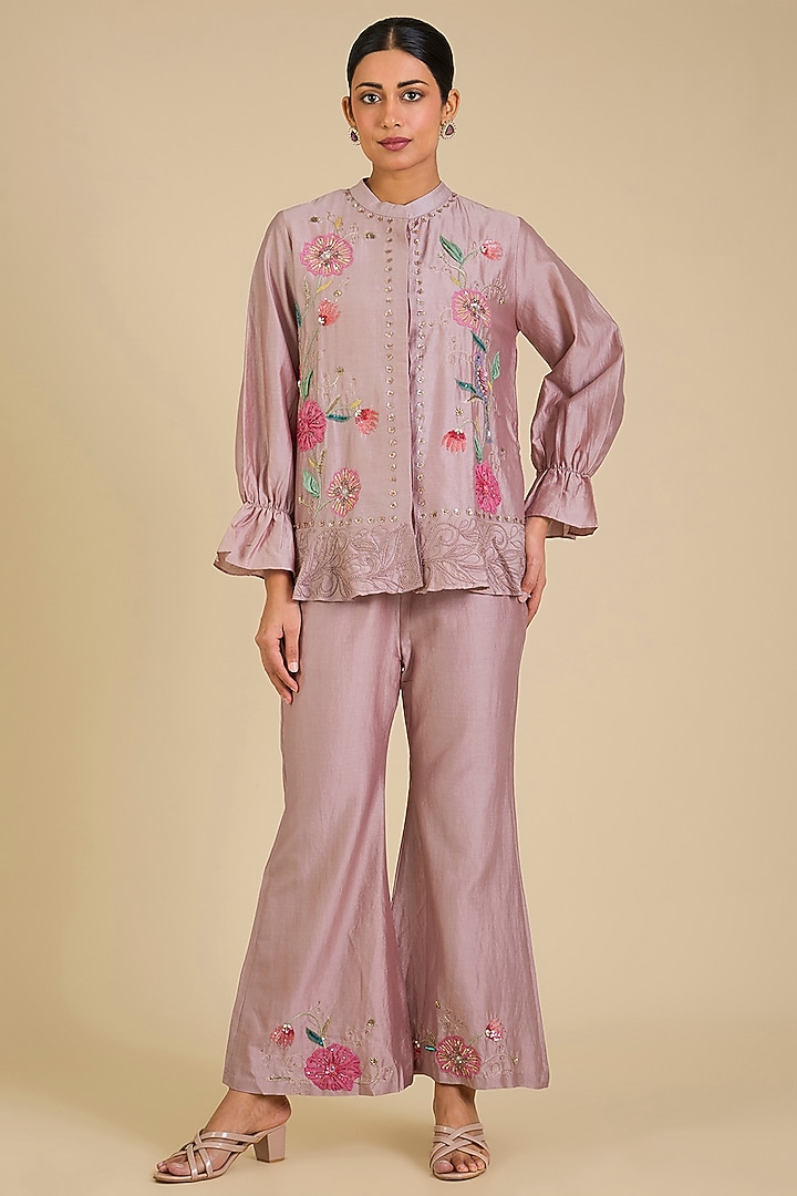 Blush Silk Chanderi Co-Ord Set by Kalista at Pernia's Pop Up Shop