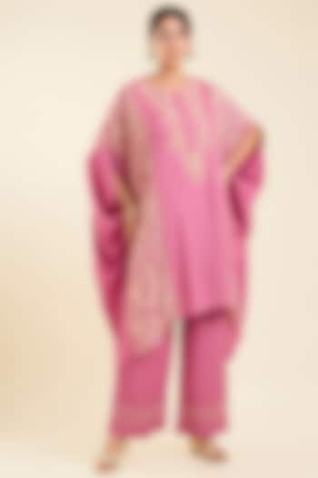 Blush Pink Viscose Printed Kaftan Set by Kalista at Pernia's Pop Up Shop