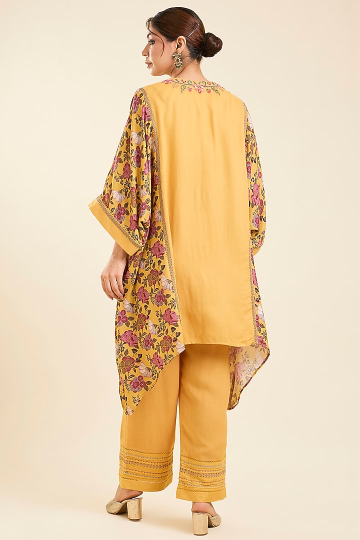 Amber Yellow Viscose Printed Kaftan Set by Kalista at Pernia's Pop Up Shop
