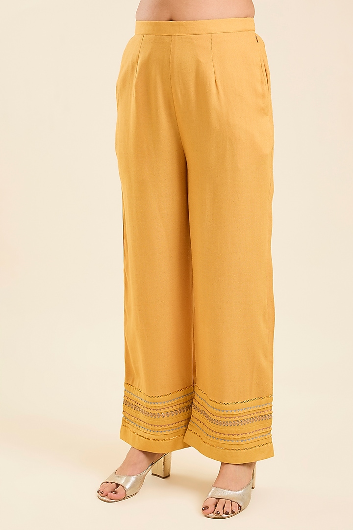 Amber Yellow Viscose Printed Kaftan Set by Kalista at Pernia's Pop Up Shop
