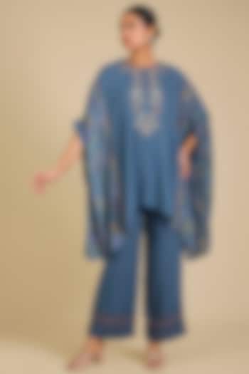 Steel Blue Viscose Moss Co-Ord Set by Kalista at Pernia's Pop Up Shop
