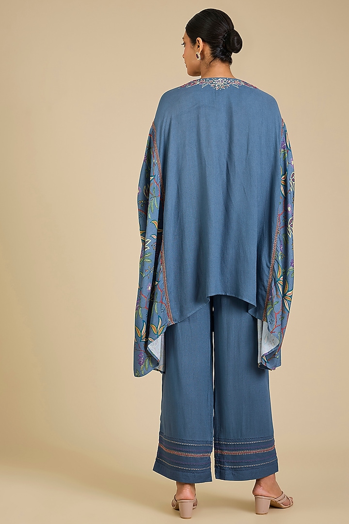Steel Blue Viscose Moss Co-Ord Set by Kalista at Pernia's Pop Up Shop