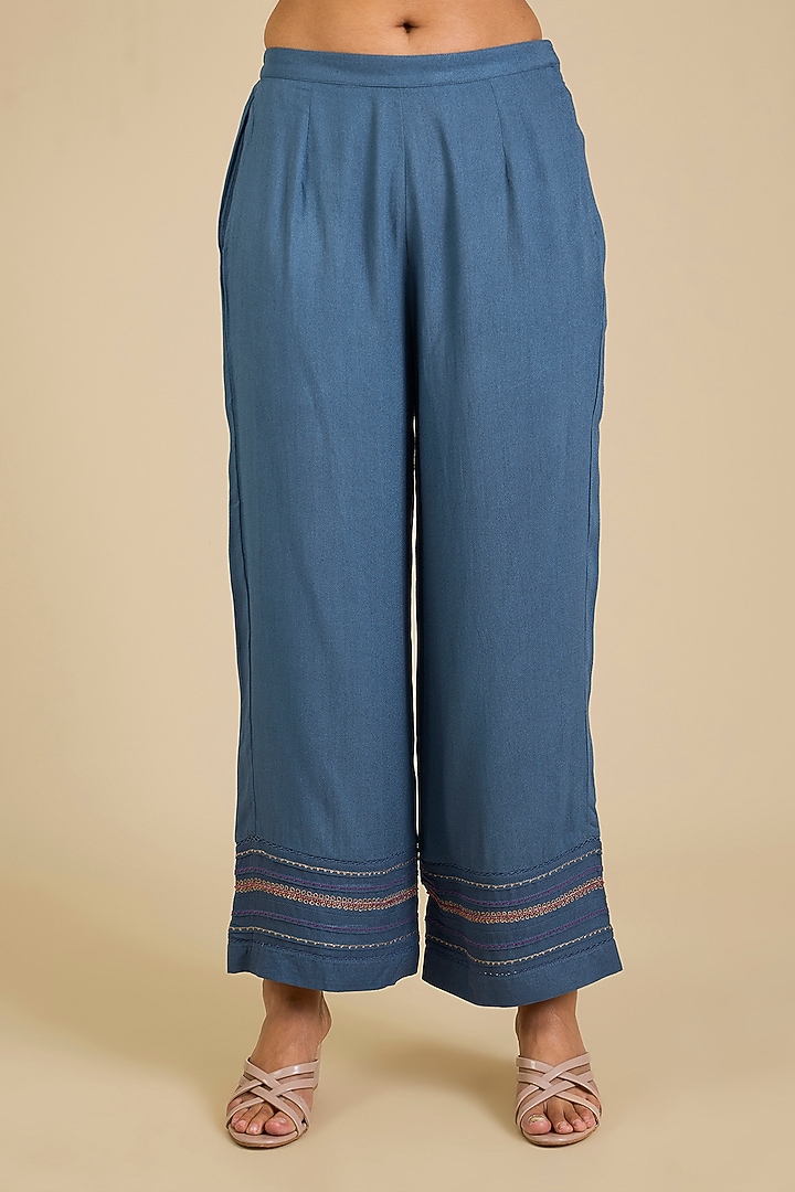 Steel Blue Viscose Moss Co-Ord Set by Kalista at Pernia's Pop Up Shop