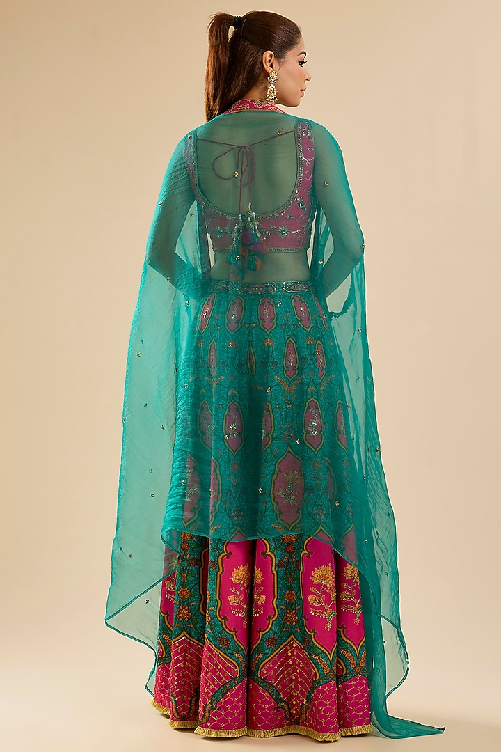 Multi-Colored Viscose Silk Printed Wedding Sharara Set by Kalista at Pernia's Pop Up Shop